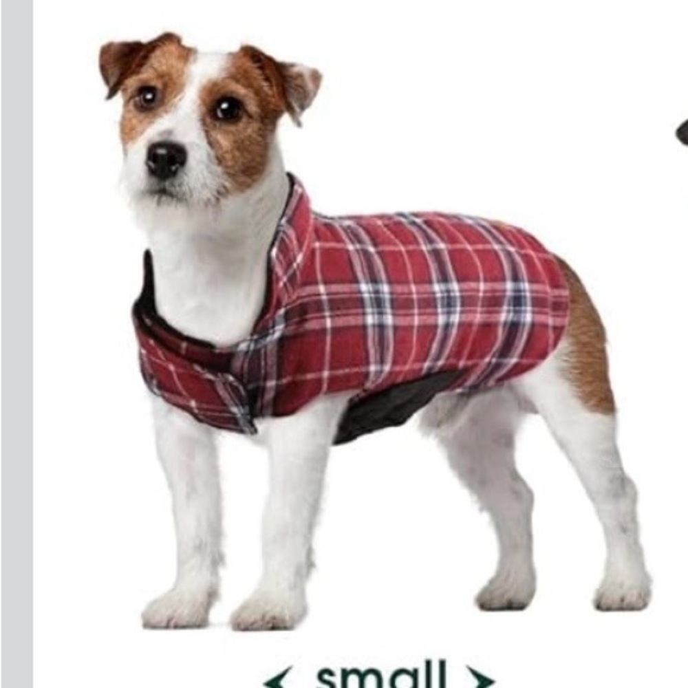 NWOT Red Plaid Small Dog Plaid Coat Lined and padded